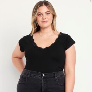 NWT Old Navy Black Lace V-Neck Top XL